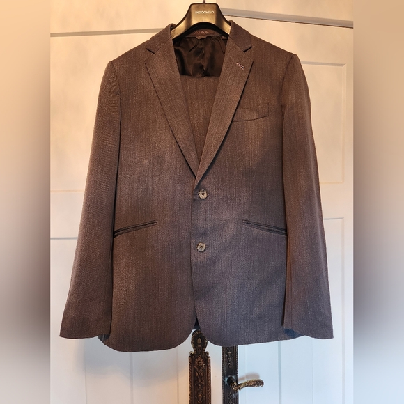 Indochino Mens Gray Wool Suit Jacket Blazer sz 40 Pants sz 34 Dress Work Wedding - Picture 10 of 14